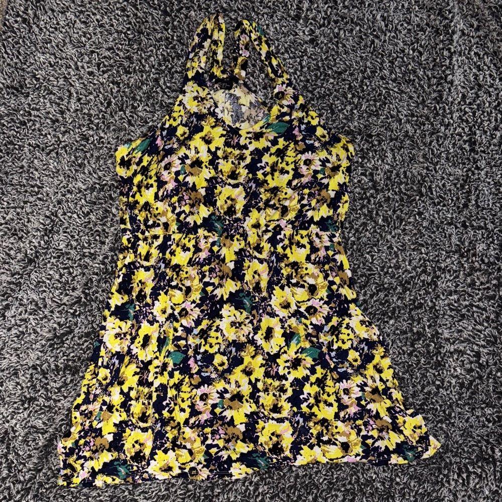 H&M Floral Midi Dress - Yellow and Black